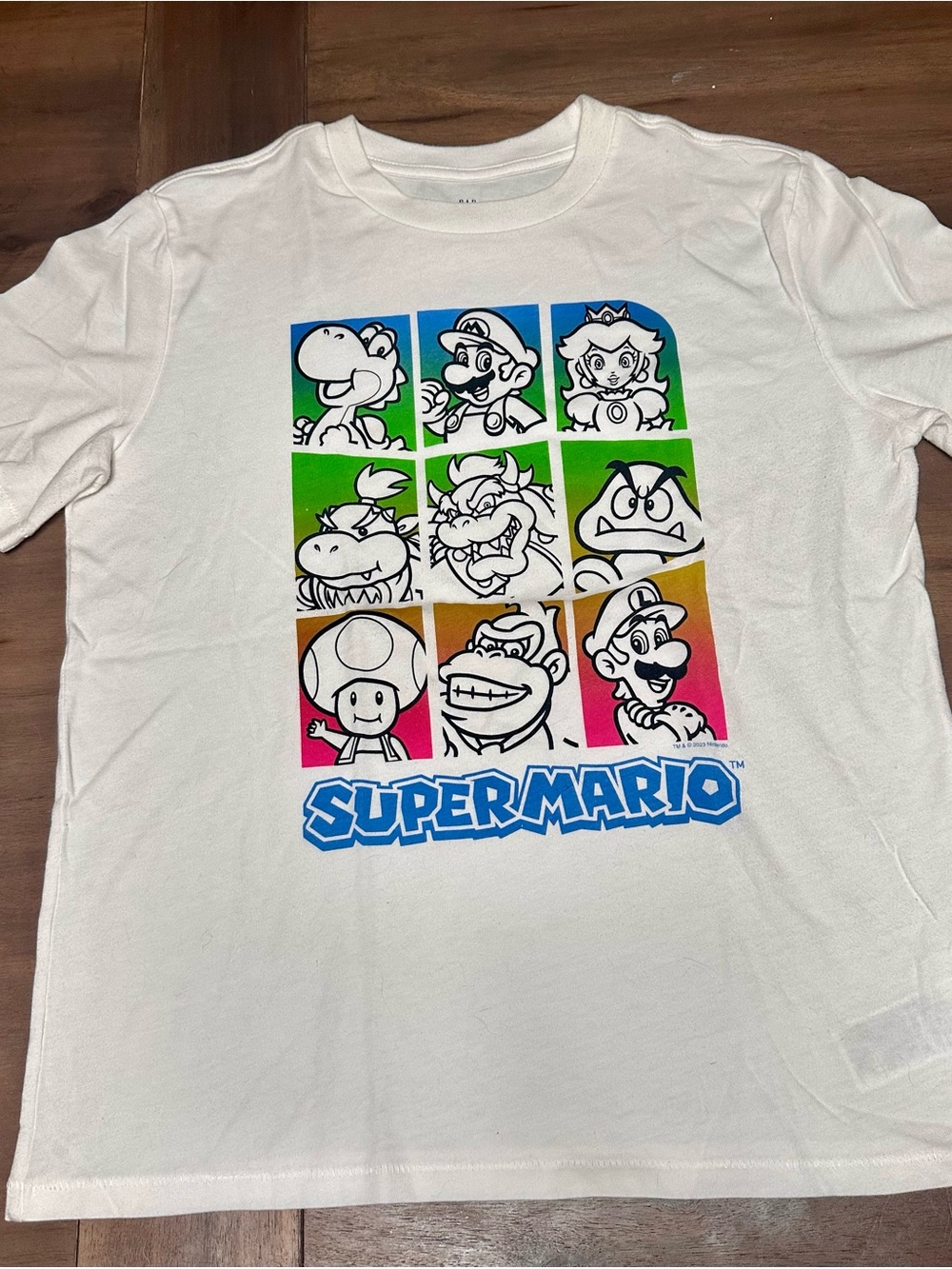 GAP Super Mario White Tee with Blue, Green, Pink and Yellow Panels